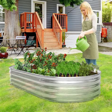 Raised Garden Bed, Outdoor Galvanized Planter Boxes, Galvanized Garden ...