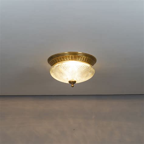 TELMOR 2-Light Flush Mount Ceiling Light in Antique Brass Finish with ...