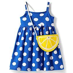 Babyhug Single Jersey Knit Sleeveless Frock & Sling Bag with Polka Dot ...