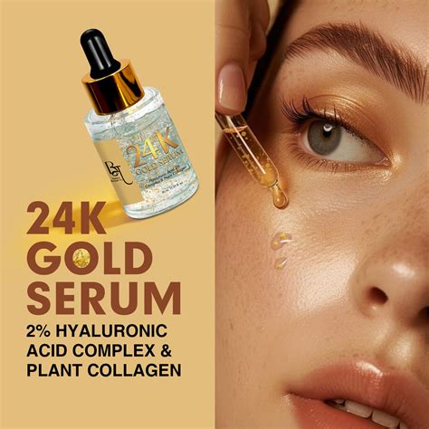 24K Gold Serum With Vitamin C, Hyaluronic Acid & Plant Collagen - 30ML ...
