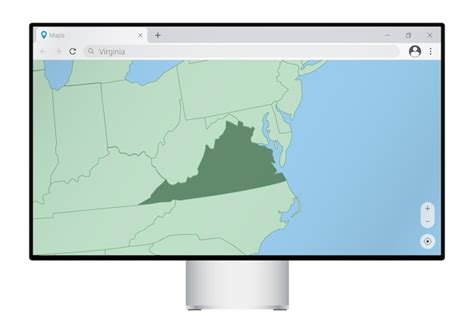 Écran d'ordinateur avec carte de Virginie dans le navigateur ...