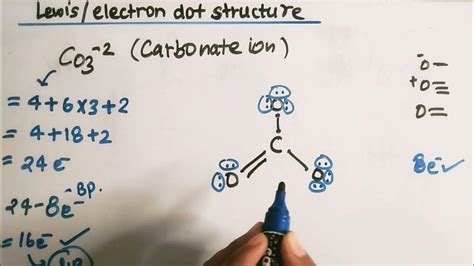 draw the electron dot structure of CO3-2 ion / Lewis dot structure of ...