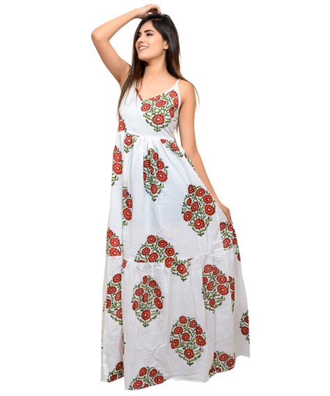 Block Printed Cotton Maxi Dress – Craft N Fashion