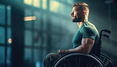 Man after war in wheelchair wheelchair in gym | Premium AI-generated image