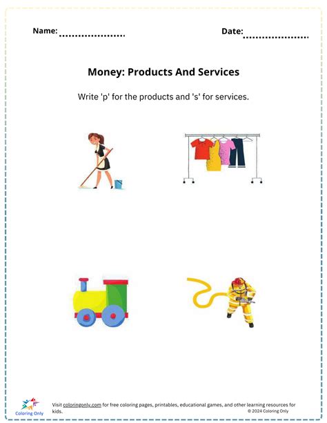 Money: Products And Services Free Printable Worksheet