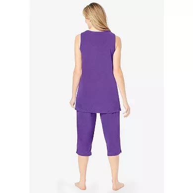 Dreams & Co. Plus Size 2-Piece Terry Tank And Capri Sleep Set