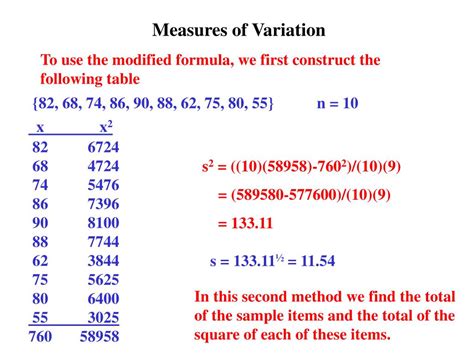 Image result for Measures of Variation Formula Example
