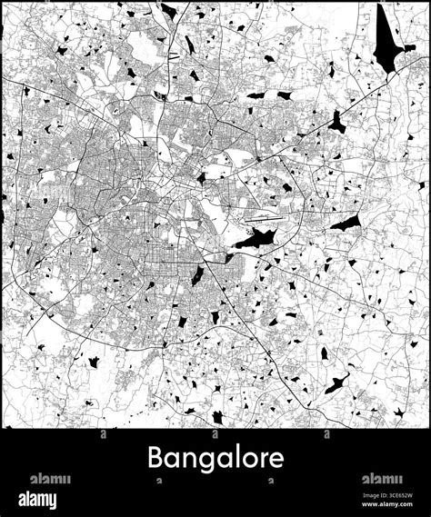 Bangalore city map, India - Topographic vector map poster Stock Vector Image & Art - Alamy