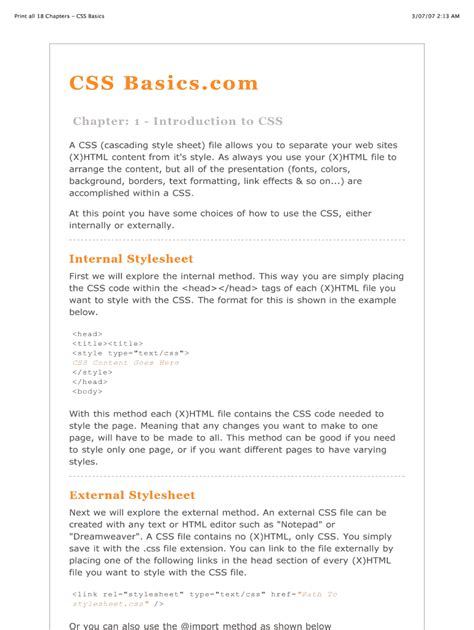 Fillable Online Print all 18 Chapters - CSS Basics Fax Email Print ...