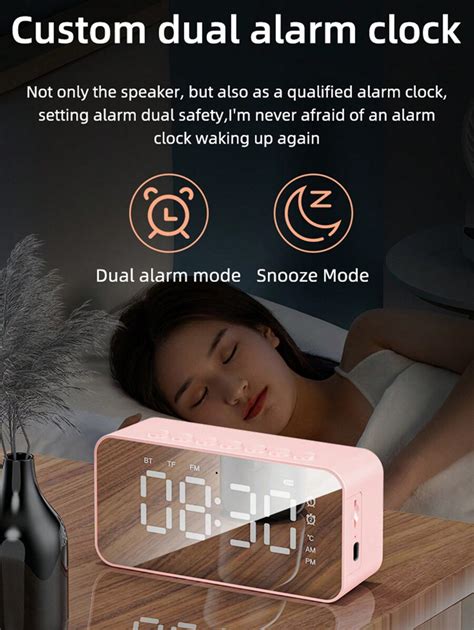 Tabletop Mini LED Mirror Display Digital Alarm Clock, Bluetooth ...