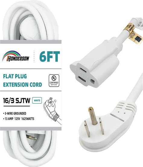 Amazon.com: YOJOE 16/3 White Flat Plug Extension Cord 6 feet, 16AWG ...