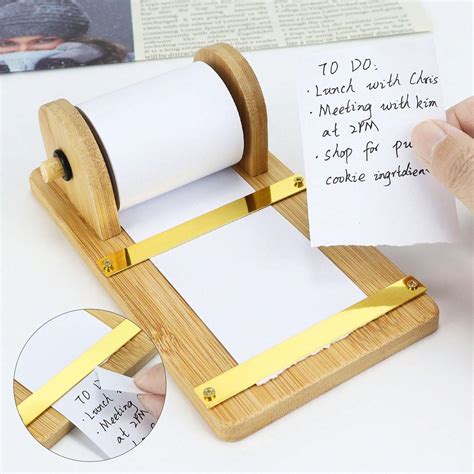 multibey 1pc Wooden Swivel Memo Holder With 1 Roll Of Memo Paper ...