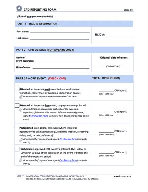 Fillable Online CPD REPORTING FORM Fax Email Print - pdfFiller