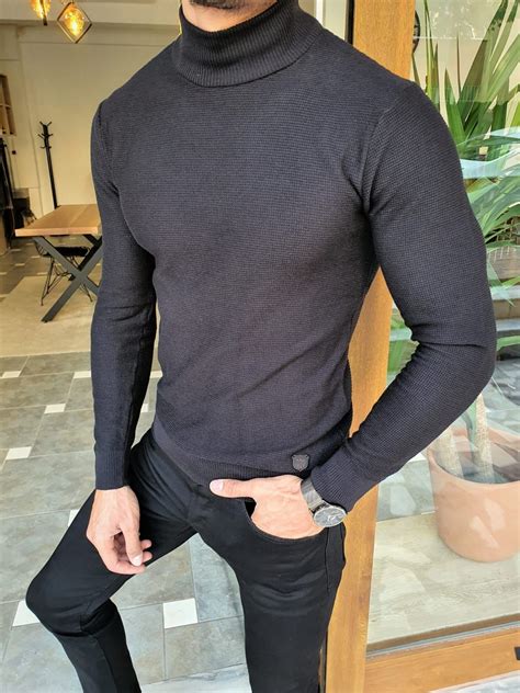 Buy Black Sweaters for Men Online - Slim Fit Knitwear | Turtle neck ...