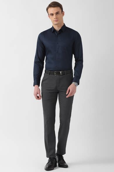 Buy Men Navy Slim Fit Full Sleeves Formal Shirt Online - 921120 | Peter ...