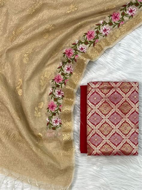 EXCLUSIVE BANARASI BROCADE SILK SUIT PAIRED WITH TISSUE CRUSH ZARI ...