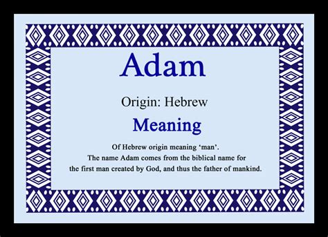 Adam Personalised Name Meaning Certificate - The Card Zoo
