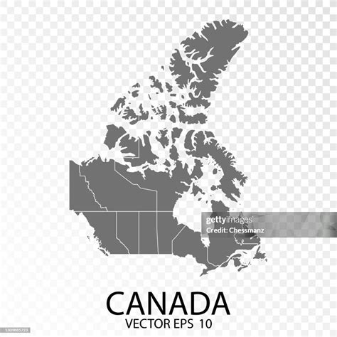 Transparent High Detailed Grey Map Of Canada High-Res Vector Graphic - Getty Images