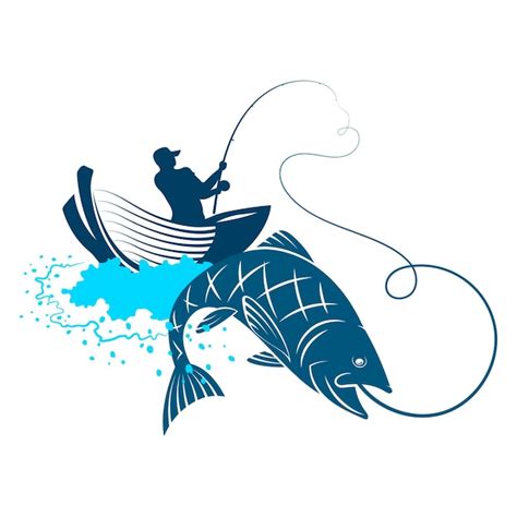 Fisherman with a fishing rod in a boat and a catch of fish | Premium Vector