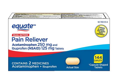 Equate Dual-Action Acetaminophen & Ibuprofen Pain Reliever Caplets, 144 ...