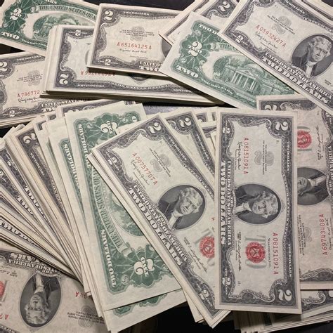 Two Dollar Red Seal $2 Bill UNC CU Jefferson 1 New Crisp Uncirculated ...