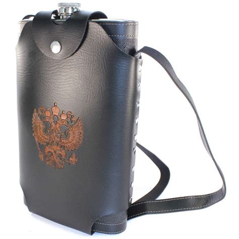 Фляжка в кобуре, 1900мл (64oz), нержавейка, кожзам, герб РФ - купить с ...