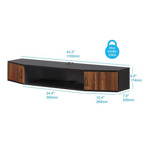 Buy FITUEYES Walnut Floating TV Shelf Wall Mounted Entertainment Center ...