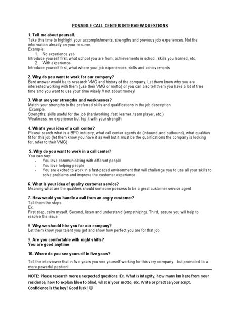 Image result for Call Center Sample Question