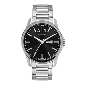 Armani Exchange Mens 44 Black Dial Stainless Steel Analog Watch ...