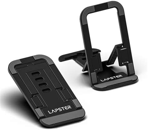 Lapster Black Desktop Foldable Mobile and Tablet Holder, Designed with ...