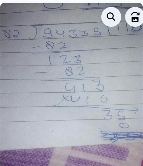 Divide 94335by 82 and find out quotient and reminder - Brainly.in