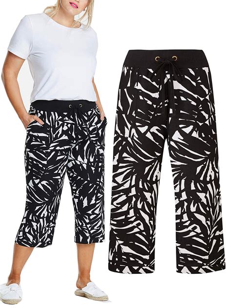Capsule - - Capsule BLACK Linen Blend Printed Slouch Cropped Trousers ...