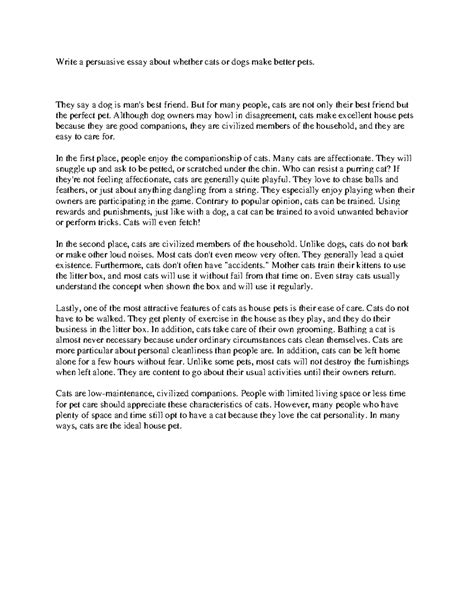 Persuasive Essay: Why Cats Make Better Pets than Dogs - Studocu