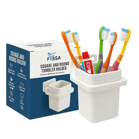 Fossa Ceramic Square Brush Holder Wall Mounted White Glossy – Fossa Home