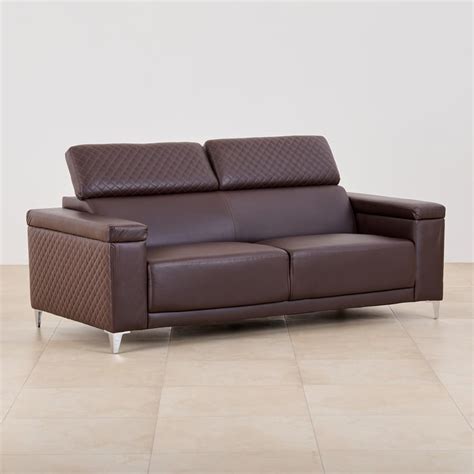 Buy (Refurbished) Spectra Faux Leather 3-Seater Sofa - Brown from Home ...