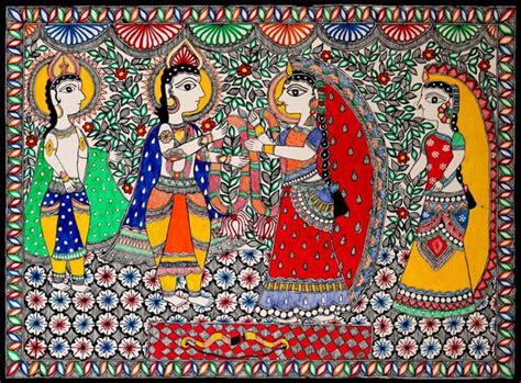 Ram And Sita Wedding - Ramayan Madhubani Painting - Indian Traditional ...