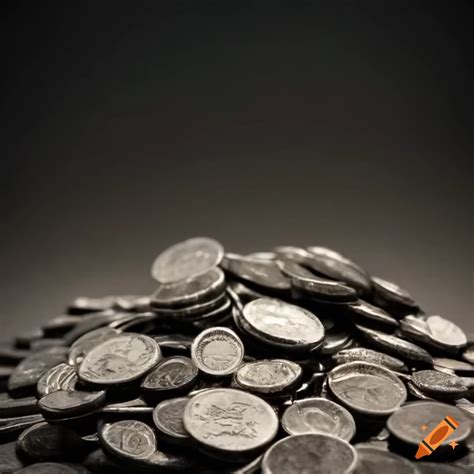 Pile of antique silver coins on Craiyon