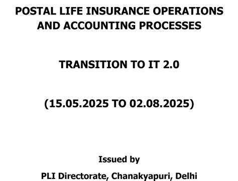 Postal Life Insurance Operations and Accounting Process transition to ...