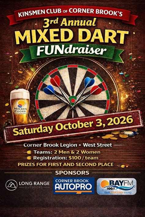 Kinsmen Club of Corner Brook 3rd Annual Mixed Dart Tournament, Royal ...