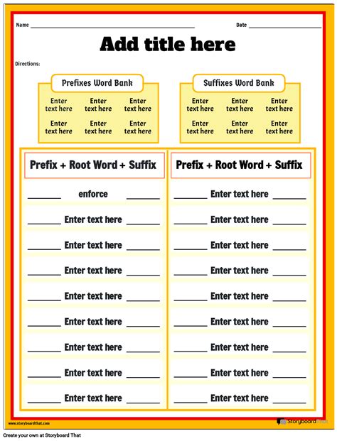 Prefixes & Suffixes Worksheets: Free from Storyboard That