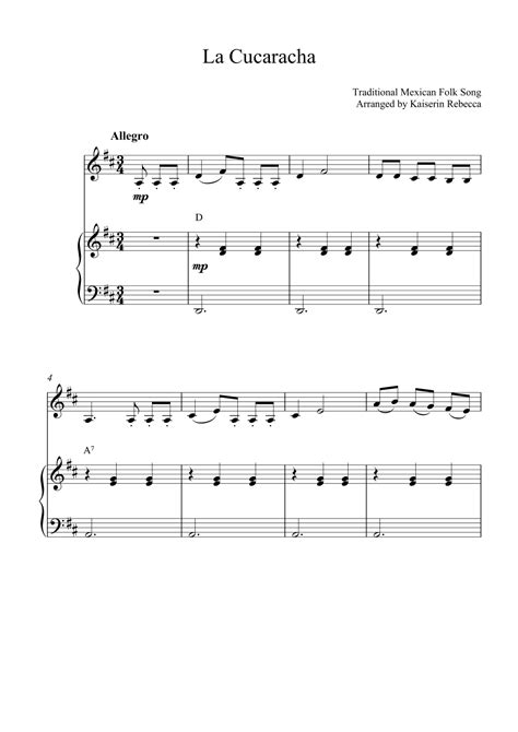 La Cucaracha (arr. Kaiserin Rebecca) by Traditional Mexican Folk Song ...