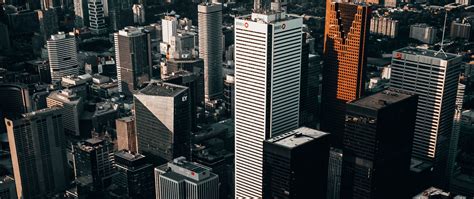 Download wallpaper 2560x1080 city, skyscrapers, aerial view, buildings ...