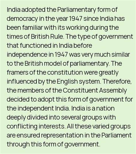 what factors led India to adopt a parliamentary modle of democracy ...