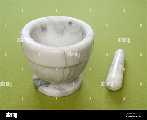 Close-up view of a typical Italian marble mortar and pestle Stock Photo ...