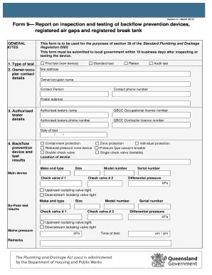 Form 9 Backflow - Fill and Sign Printable Template Online
