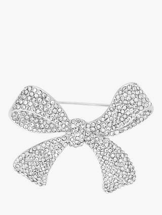 Jon Richard Crystal Bow Brooch, Silver