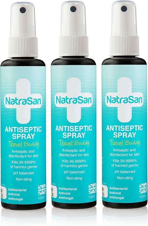 Buy NatraSan Antiseptic Spray (100 ml - 3 Pack - Travel-Size Bottle ...