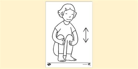 Child Bouncing While Squatting Down | Colouring Sheets