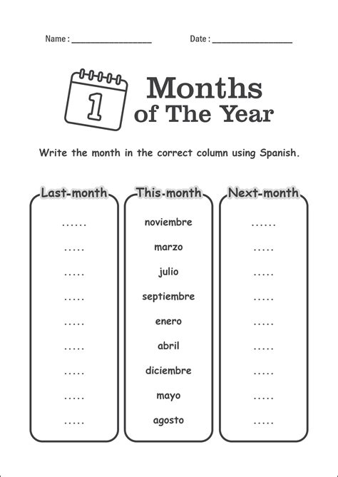 Months In Spanish Worksheet Months Of The Year Spanish | TPT