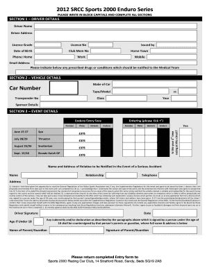 Fillable Online srcc enduro form Fax Email Print - pdfFiller